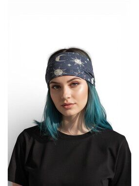 Celestial Moon & Star Print Headband Stretchy Fabric Versatile Styling For Women